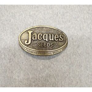 Vtg 1977 Jacques Seeds Belt Buckle Farmers Feed The World Lewis Corp Made In USA